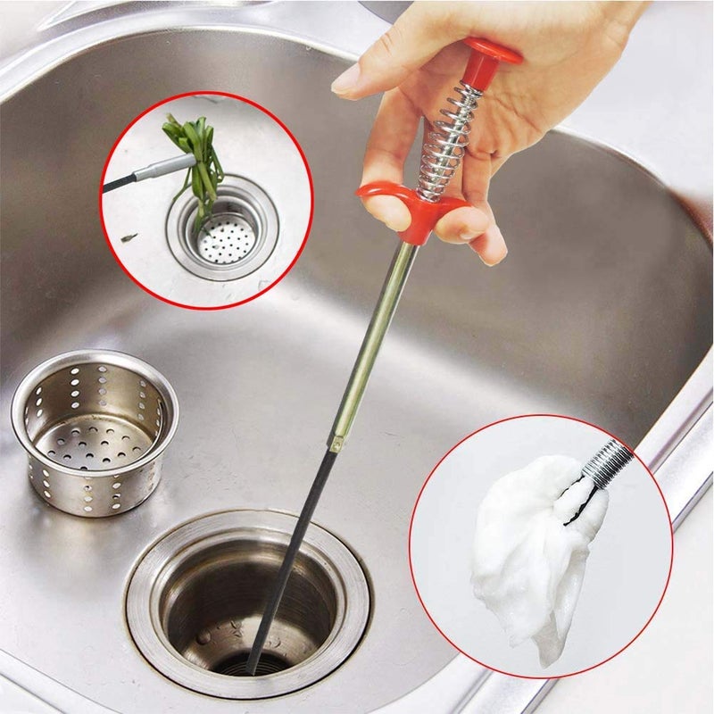 AUSAYE Drain Snake Drain Clog Remover Flexible Grabberable Pick Up Cleaning Tool Reacher Claw Stick, Drain Auger Grab Trash Hairs from Drain,Sink,Bathroom Tub Toilet Hose (24 Inch Drain Snake) - Image 2